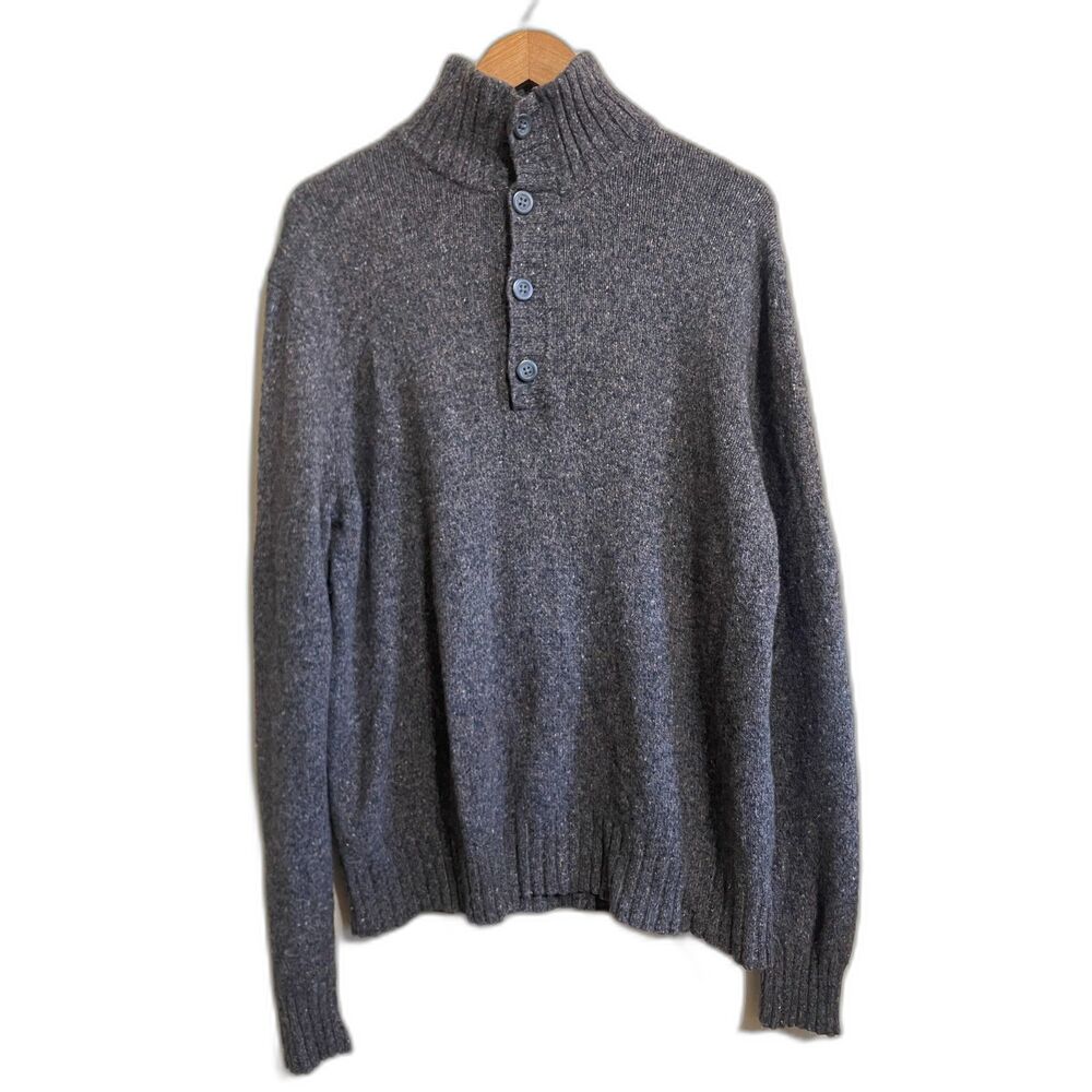 Banana Republic brown gray wool angora blend pullover henley sweater L